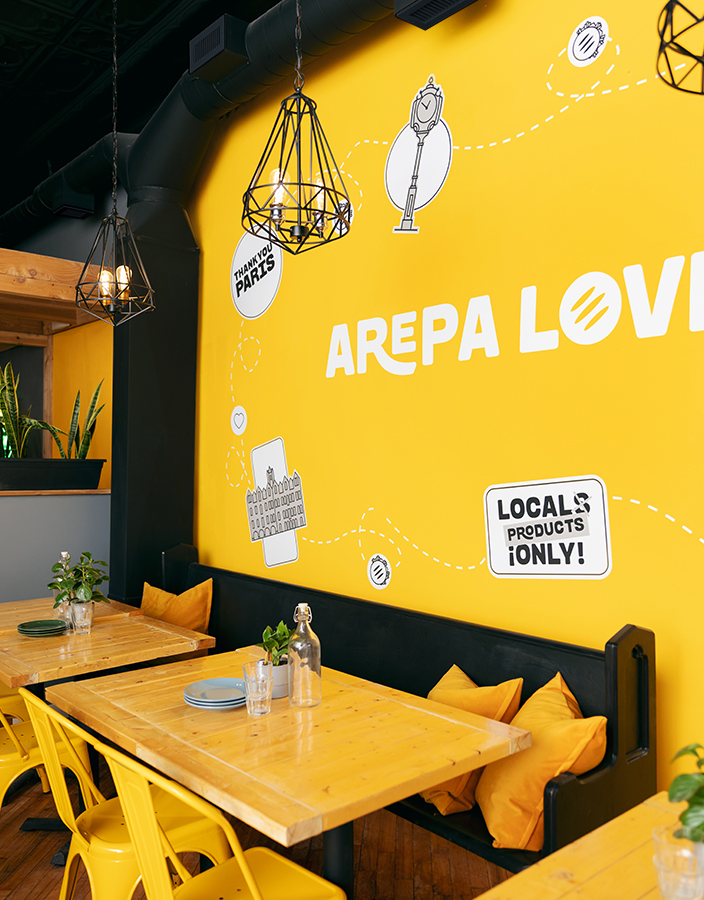 Arepa Love's wall graphic.