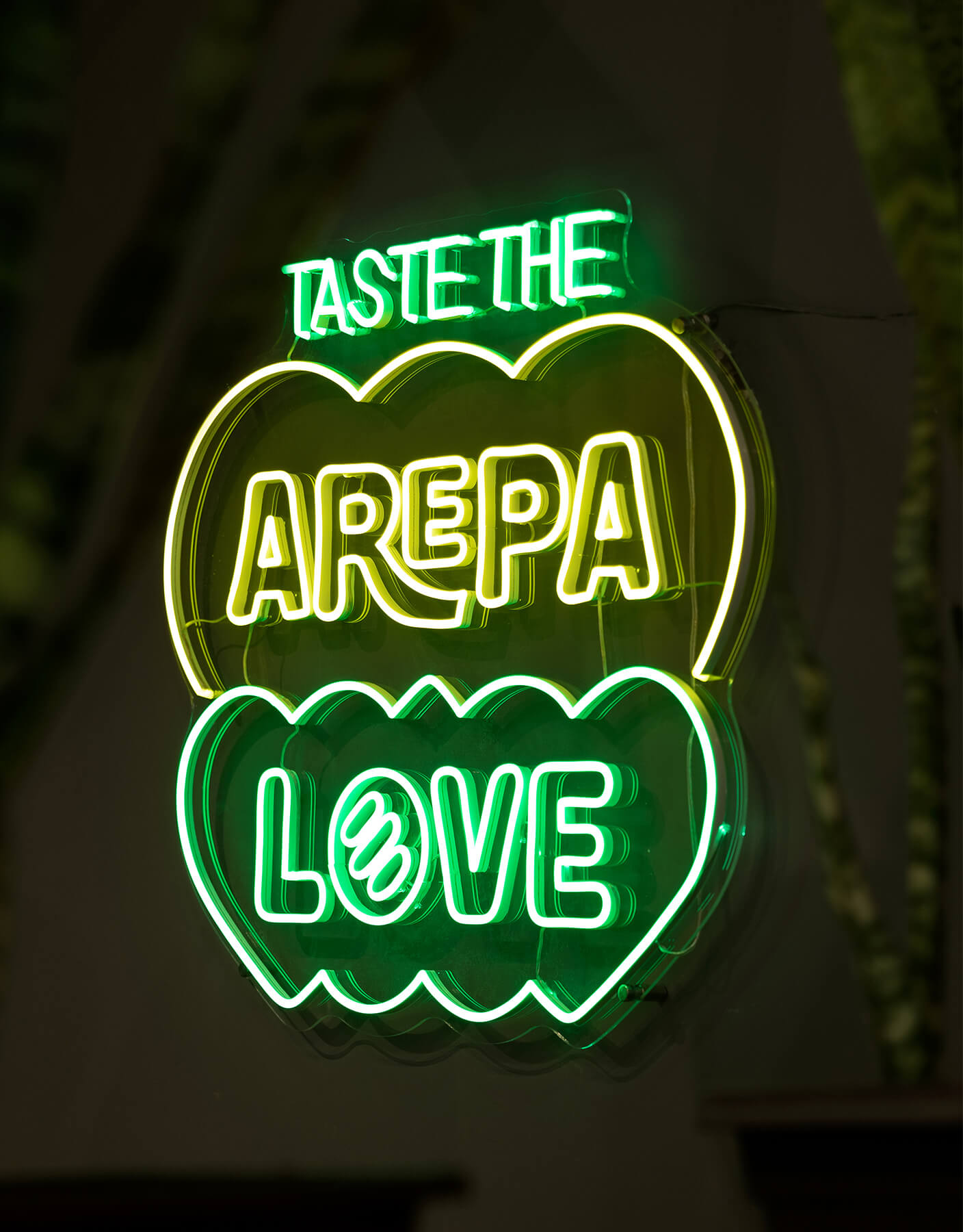 Arepa Love's custom neon signs.